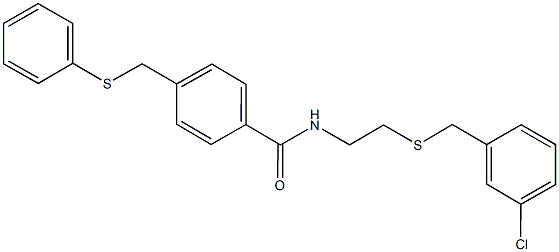 N-{2-[(3-chlorobenzyl)sulfanyl]ethyl}-4-[(phenylsulfanyl)methyl]benzamide Struktur