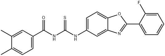 N-(3,4-dimethylbenzoyl)-N'-[2-(2-fluorophenyl)-1,3-benzoxazol-5-yl]thiourea Struktur