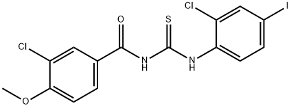 N-(2-chloro-4-iodophenyl)-N'-(3-chloro-4-methoxybenzoyl)thiourea Struktur