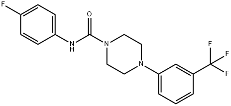 N-(4-fluorophenyl)-4-[3-(trifluoromethyl)phenyl]-1-piperazinecarboxamide Struktur