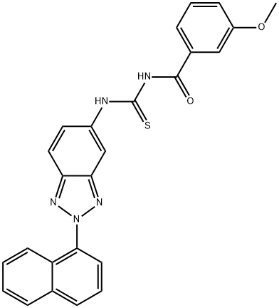 N-(3-methoxybenzoyl)-N'-[2-(1-naphthyl)-2H-1,2,3-benzotriazol-5-yl]thiourea Struktur