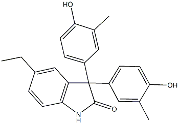 5-ethyl-3,3-bis(4-hydroxy-3-methylphenyl)-1,3-dihydro-2H-indol-2-one Struktur