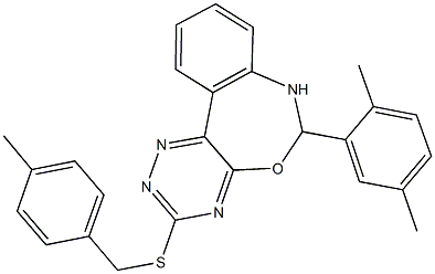 6-(2,5-dimethylphenyl)-3-[(4-methylbenzyl)sulfanyl]-6,7-dihydro[1,2,4]triazino[5,6-d][3,1]benzoxazepine Struktur