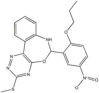 6-{5-nitro-2-propoxyphenyl}-3-(methylthio)-6,7-dihydro[1,2,4]triazino[5,6-d][3,1]benzoxazepine Struktur