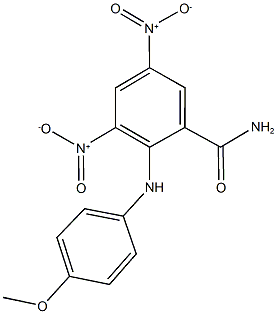 3,5-bisnitro-2-(4-methoxyanilino)benzamide Struktur