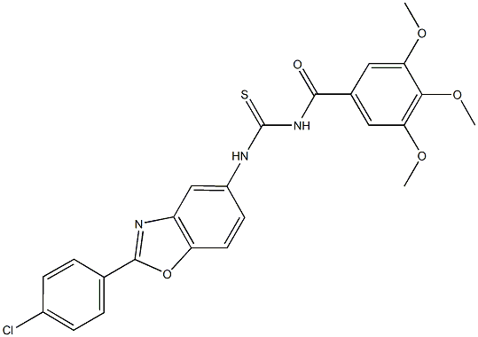 N-[2-(4-chlorophenyl)-1,3-benzoxazol-5-yl]-N'-(3,4,5-trimethoxybenzoyl)thiourea Struktur