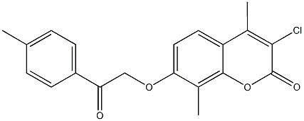 3-chloro-4,8-dimethyl-7-[2-(4-methylphenyl)-2-oxoethoxy]-2H-chromen-2-one Struktur