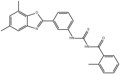 N-[3-(5,7-dimethyl-1,3-benzoxazol-2-yl)phenyl]-N'-(2-methylbenzoyl)thiourea Struktur