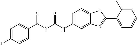 N-(4-fluorobenzoyl)-N'-[2-(2-methylphenyl)-1,3-benzoxazol-5-yl]thiourea Struktur