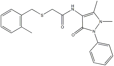 N-(1,5-dimethyl-3-oxo-2-phenyl-2,3-dihydro-1H-pyrazol-4-yl)-2-[(2-methylbenzyl)sulfanyl]acetamide Struktur