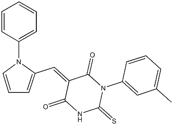 1-(3-methylphenyl)-5-[(1-phenyl-1H-pyrrol-2-yl)methylene]-2-thioxodihydro-4,6(1H,5H)-pyrimidinedione Struktur