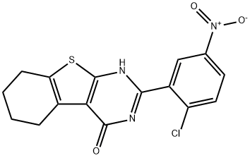 2-{2-chloro-5-nitrophenyl}-5,6,7,8-tetrahydro[1]benzothieno[2,3-d]pyrimidin-4(3H)-one Struktur