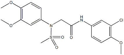 N-(3-chloro-4-methoxyphenyl)-2-[3,4-dimethoxy(methylsulfonyl)anilino]acetamide Struktur