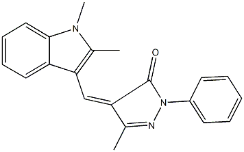 4-[(1,2-dimethyl-1H-indol-3-yl)methylene]-5-methyl-2-phenyl-2,4-dihydro-3H-pyrazol-3-one Struktur