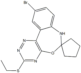 10-bromo-3-(ethylthio)-6,7-dihydrospiro([1,2,4]triazino[5,6-d][3,1]benzoxazepine-6,1'-cyclopentane) Struktur