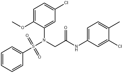 2-[5-chloro-2-methoxy(phenylsulfonyl)anilino]-N-(3-chloro-4-methylphenyl)acetamide Struktur