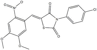 3-(4-chlorophenyl)-5-{2-nitro-4,5-dimethoxybenzylidene}-1,3-thiazolidine-2,4-dione Struktur