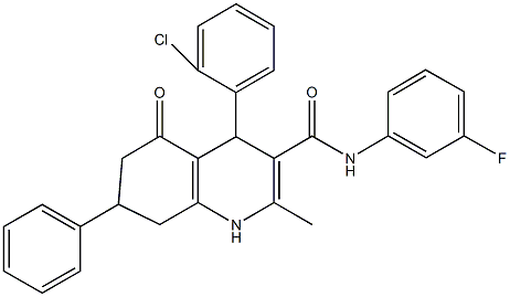 4-(2-chlorophenyl)-N-(3-fluorophenyl)-2-methyl-5-oxo-7-phenyl-1,4,5,6,7,8-hexahydro-3-quinolinecarboxamide Struktur