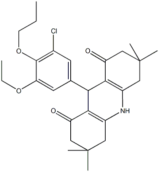 9-(3-chloro-5-ethoxy-4-propoxyphenyl)-3,3,6,6-tetramethyl-3,4,6,7,9,10-hexahydro-1,8(2H,5H)-acridinedione Struktur