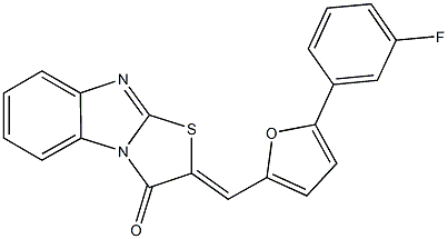 2-{[5-(3-fluorophenyl)-2-furyl]methylene}[1,3]thiazolo[3,2-a]benzimidazol-3(2H)-one Struktur