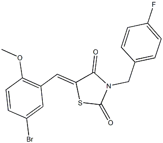 5-(5-bromo-2-methoxybenzylidene)-3-(4-fluorobenzyl)-1,3-thiazolidine-2,4-dione Struktur