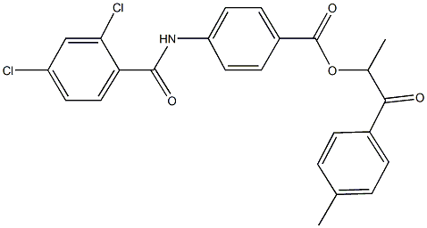 1-methyl-2-(4-methylphenyl)-2-oxoethyl 4-[(2,4-dichlorobenzoyl)amino]benzoate Struktur