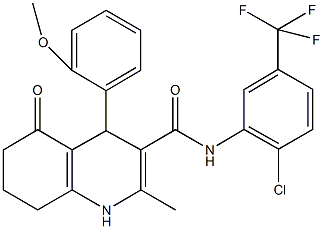 N-[2-chloro-5-(trifluoromethyl)phenyl]-4-(2-methoxyphenyl)-2-methyl-5-oxo-1,4,5,6,7,8-hexahydro-3-quinolinecarboxamide Struktur