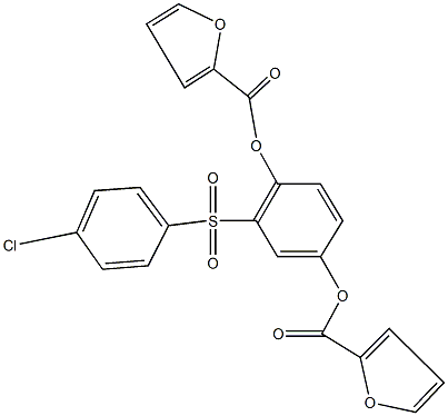 2-[(4-chlorophenyl)sulfonyl]-4-(2-furoyloxy)phenyl 2-furoate Struktur