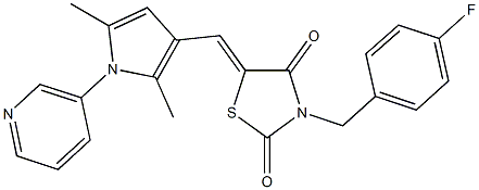 5-{[2,5-dimethyl-1-(3-pyridinyl)-1H-pyrrol-3-yl]methylene}-3-(4-fluorobenzyl)-1,3-thiazolidine-2,4-dione Struktur