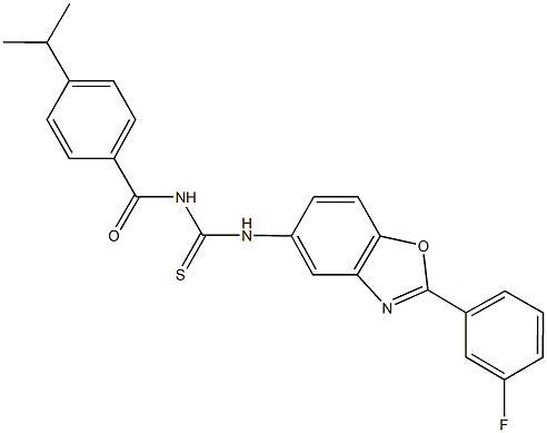 N-[2-(3-fluorophenyl)-1,3-benzoxazol-5-yl]-N'-(4-isopropylbenzoyl)thiourea Struktur