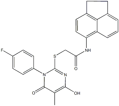 N-(1,2-dihydro-5-acenaphthylenyl)-2-{[1-(4-fluorophenyl)-4-hydroxy-5-methyl-6-oxo-1,6-dihydro-2-pyrimidinyl]sulfanyl}acetamide Struktur