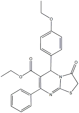 ethyl 5-[4-(ethyloxy)phenyl]-3-oxo-7-phenyl-2,3-dihydro-5H-[1,3]thiazolo[3,2-a]pyrimidine-6-carboxylate Struktur