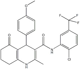 N-[2-chloro-5-(trifluoromethyl)phenyl]-4-(4-methoxyphenyl)-2-methyl-5-oxo-1,4,5,6,7,8-hexahydro-3-quinolinecarboxamide Struktur