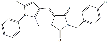 3-(4-chlorobenzyl)-5-{[2,5-dimethyl-1-(3-pyridinyl)-1H-pyrrol-3-yl]methylene}-1,3-thiazolidine-2,4-dione Struktur