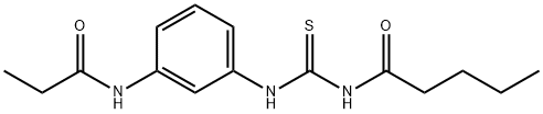 N-(3-{[(pentanoylamino)carbothioyl]amino}phenyl)propanamide Struktur