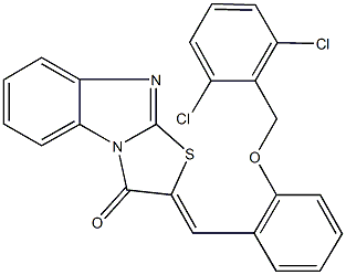 2-{2-[(2,6-dichlorobenzyl)oxy]benzylidene}[1,3]thiazolo[3,2-a]benzimidazol-3(2H)-one Struktur