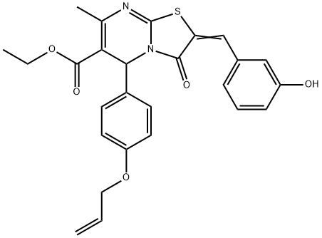 ethyl 5-[4-(allyloxy)phenyl]-2-(3-hydroxybenzylidene)-7-methyl-3-oxo-2,3-dihydro-5H-[1,3]thiazolo[3,2-a]pyrimidine-6-carboxylate Struktur