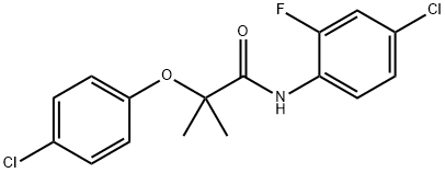 N-(4-chloro-2-fluorophenyl)-2-(4-chlorophenoxy)-2-methylpropanamide Struktur