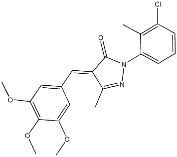 2-(3-chloro-2-methylphenyl)-5-methyl-4-(3,4,5-trimethoxybenzylidene)-2,4-dihydro-3H-pyrazol-3-one Struktur