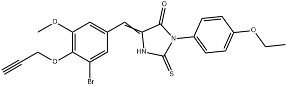 5-[3-bromo-5-methoxy-4-(2-propynyloxy)benzylidene]-3-(4-ethoxyphenyl)-2-thioxo-4-imidazolidinone Struktur