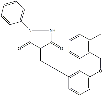 4-{3-[(2-methylbenzyl)oxy]benzylidene}-1-phenyl-3,5-pyrazolidinedione Struktur