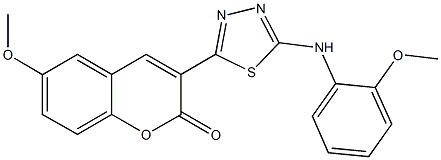 6-methoxy-3-[5-(2-methoxyanilino)-1,3,4-thiadiazol-2-yl]-2H-chromen-2-one Struktur