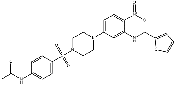 N-{4-[(4-{3-[(2-furylmethyl)amino]-4-nitrophenyl}piperazin-1-yl)sulfonyl]phenyl}acetamide Struktur