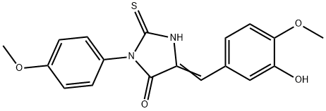 5-(3-hydroxy-4-methoxybenzylidene)-3-(4-methoxyphenyl)-2-thioxo-4-imidazolidinone Struktur