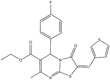 ethyl 5-(4-fluorophenyl)-7-methyl-3-oxo-2-(3-thienylmethylene)-2,3-dihydro-5H-[1,3]thiazolo[3,2-a]pyrimidine-6-carboxylate Struktur