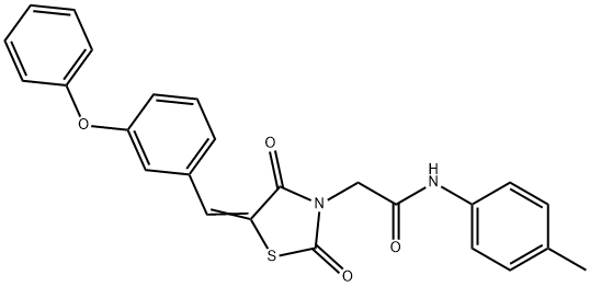 2-[2,4-dioxo-5-(3-phenoxybenzylidene)-1,3-thiazolidin-3-yl]-N-(4-methylphenyl)acetamide Struktur