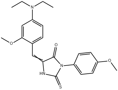 5-[4-(diethylamino)-2-methoxybenzylidene]-3-(4-methoxyphenyl)-2-thioxo-4-imidazolidinone Struktur