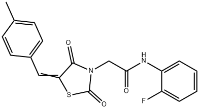 N-(2-fluorophenyl)-2-[5-(4-methylbenzylidene)-2,4-dioxo-1,3-thiazolidin-3-yl]acetamide Struktur