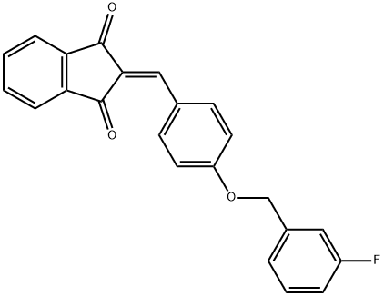 2-{4-[(3-fluorobenzyl)oxy]benzylidene}-1H-indene-1,3(2H)-dione Struktur