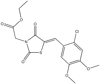 ethyl [5-(2-chloro-4,5-dimethoxybenzylidene)-2,4-dioxo-1,3-thiazolidin-3-yl]acetate Struktur